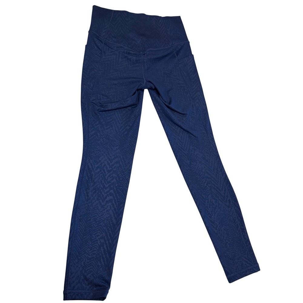 Athleta Salutation Stash Pocket II 7/8 Tight Navy Blue Chevron Animal‎ Print S - Picture 4 of 5